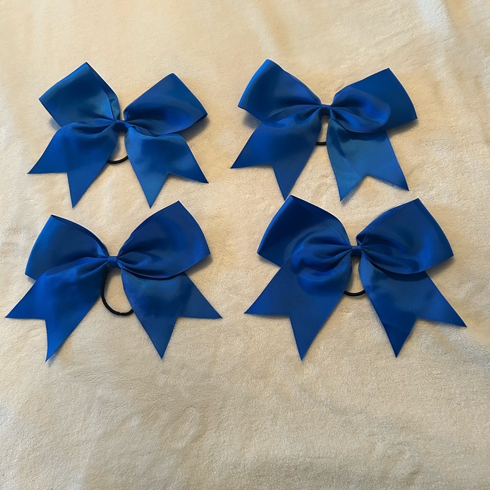 Set of 4 Blue Hair Bows for Kids